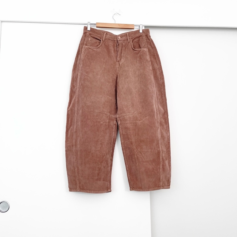 NWOT Free People Good Luck Mid Rise Barrel Corduroy Pants Size 29